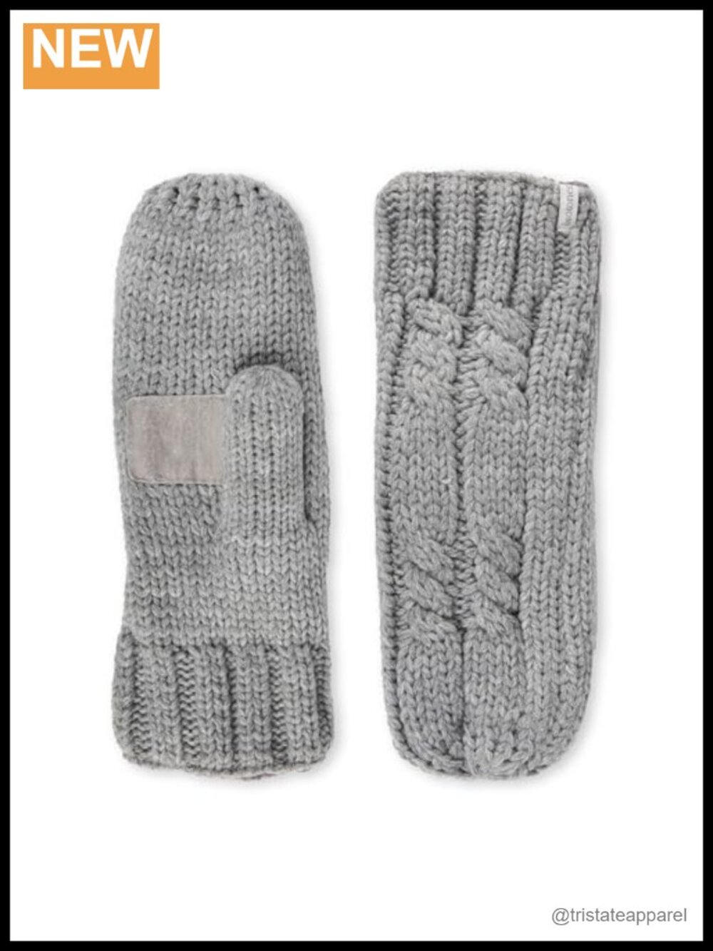 Cable Knit Mittens SherpaSoft Lined Winter Gloves Non-Slip Palm